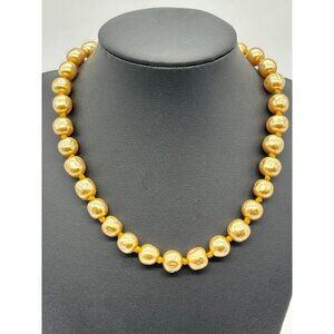Vintage Gold Color Faux Baroque Pearl Necklace in the Manner of Miriam Haskell